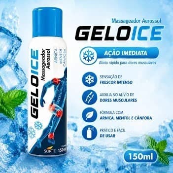 Gel Geloice Massageador Muscular Spray Gelado Com Arnica Mentol E Cânfora Para Alívio De Dores Musculares E Articulares