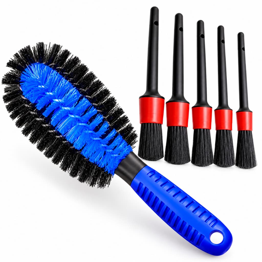 KIT 5 Pinceis Automotivo Detalhes e Escova Furo de Roda Automotivo Carro Limpeza Detalhes Qualidade