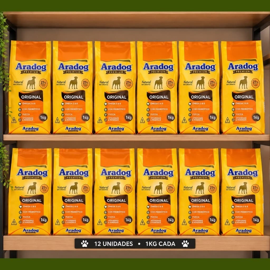 Ração para cachorro  KIT C/ 12 Premium Original 1kg Cachorro Adulto 21% Proteína Natural