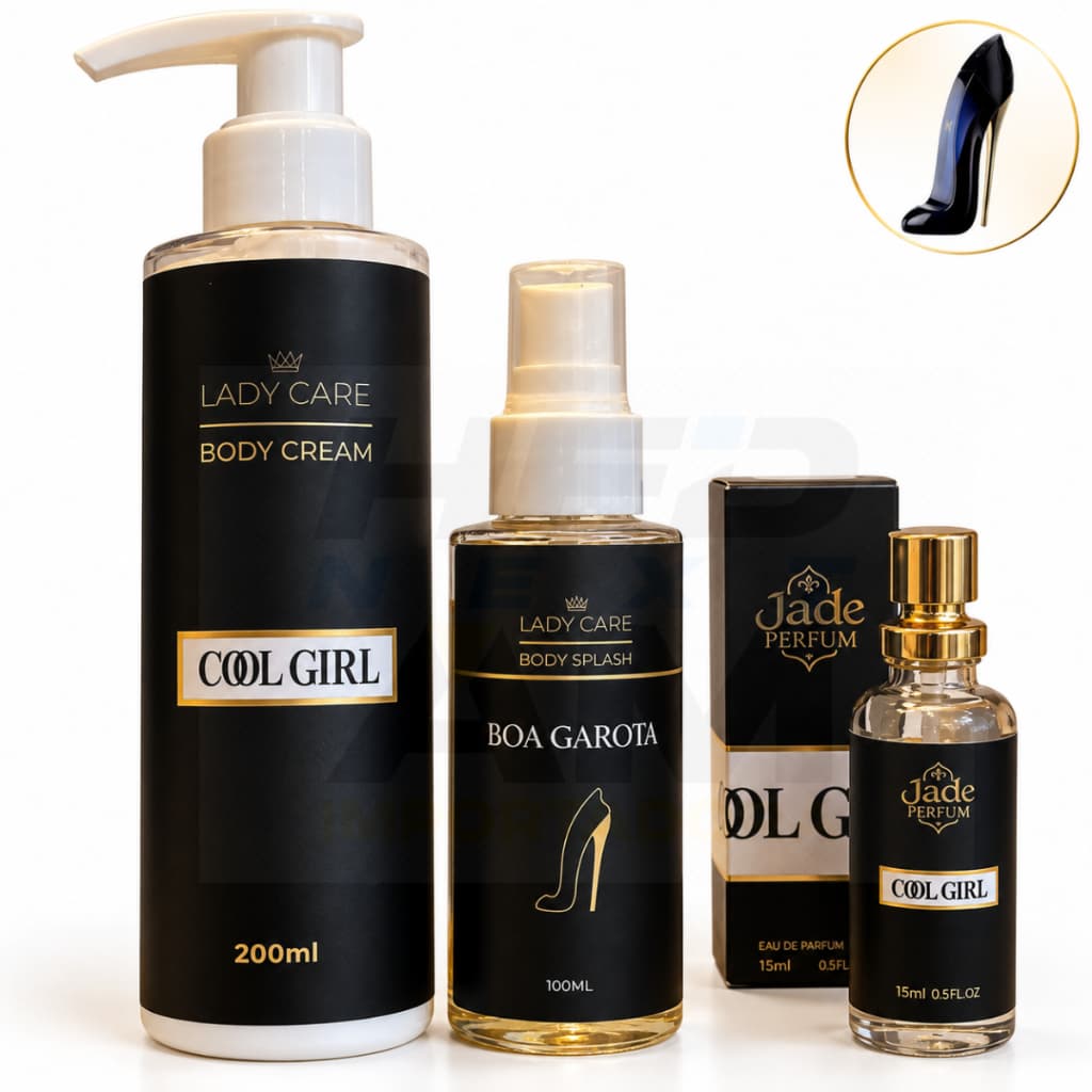 Kit Perfume Cool Girl Lady Care Importado Feminino Body Splash Body Cream Hidratante Corporal Presente Natal Mulher