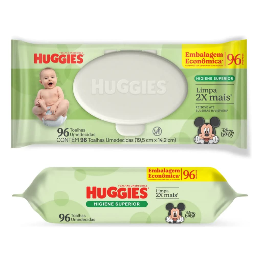 Lenços Umedecidos Huggies 96 Unidades Com Tampa