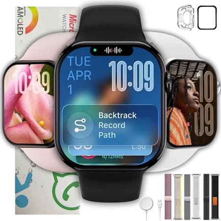 Relógio Smartwatch W11 Pro Series 11 Amoled Whatsapp Gps Nfc Preto SMARTWATCH Microwear Sport