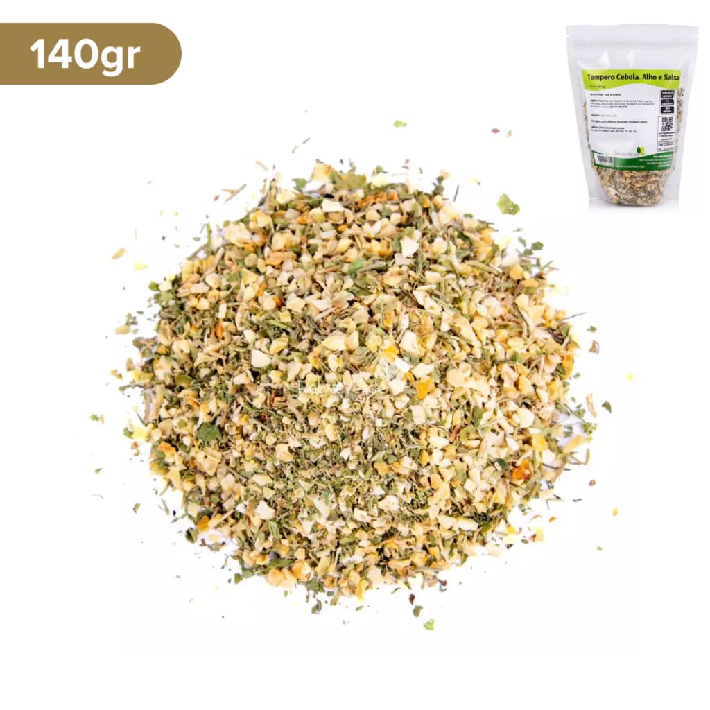 Tempero de Cebola Alho e Salsa sem Sal 140g Temperos Natural Relva Verde