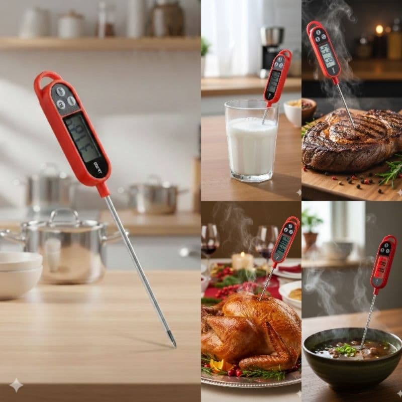 Termômetro culinário digital tipo espeto de cozinha para alimentos churrasco confeitaria bebidas