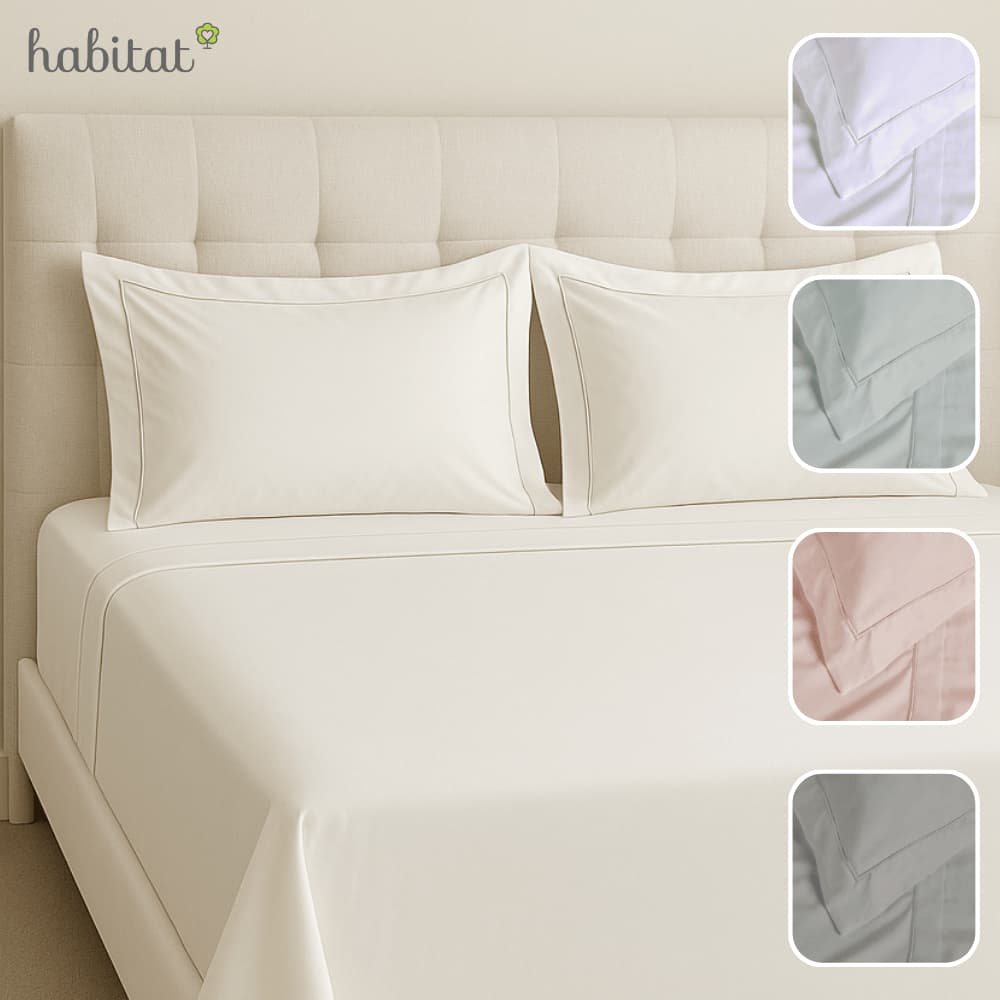 Jogo de Cama Lençol e Porta Travesseiro 4 Pçs 100% Algodão 300 Fios Casal Queen King Essence Habitat