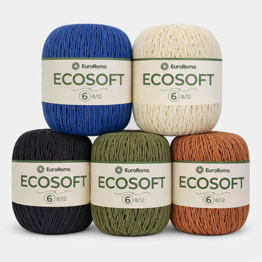Barbante EuroRoma Ecosoft 6 8/12 422g | Fio Ecológico Fino Para Crochê e Artesanato