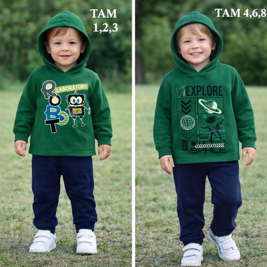 Conjunto de moletom com capuz para inverno, frio meia estação tamanhos 1 ao 8
