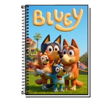 Caderno Bluey Capa Dura e Espiral 1 10 15 e 20 Matérias Escolar Universitário Gamer Resistente