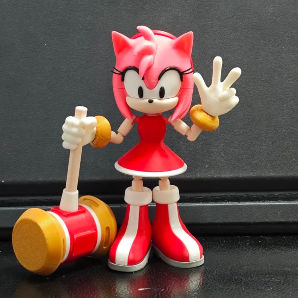 Boneca Amy Rose Articulada Sonic – Boneca Colecionável com Martelo – Edição Detalhada