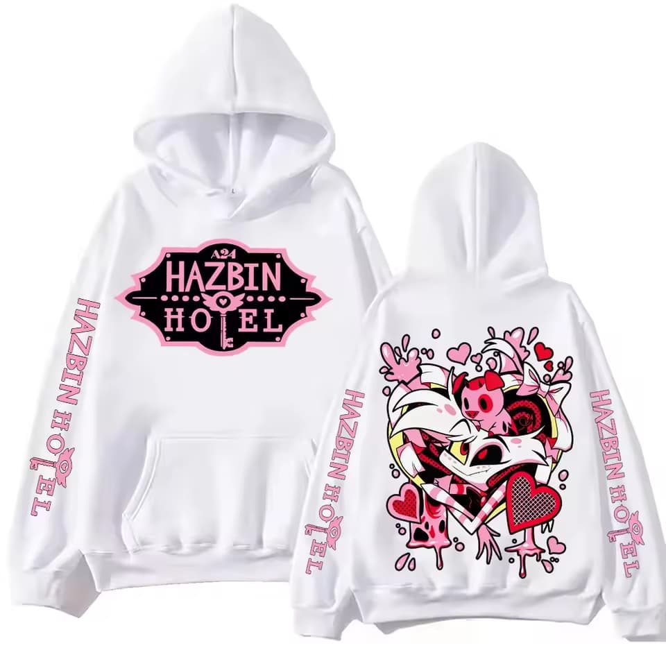Moletom Canguru Blusa De Frio Pink Cartoon Spider Angel Cute Hazbin Hotel Desenho -Darknezz
