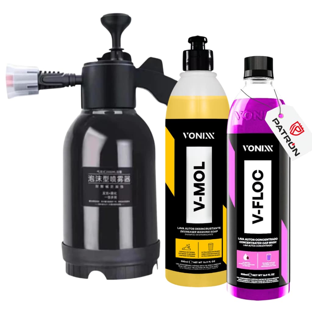 Kit Snow Foam 2L + V-Mol + V-FLOC Vonixx Shampoo Automotivo Espuma Lavagem Carro