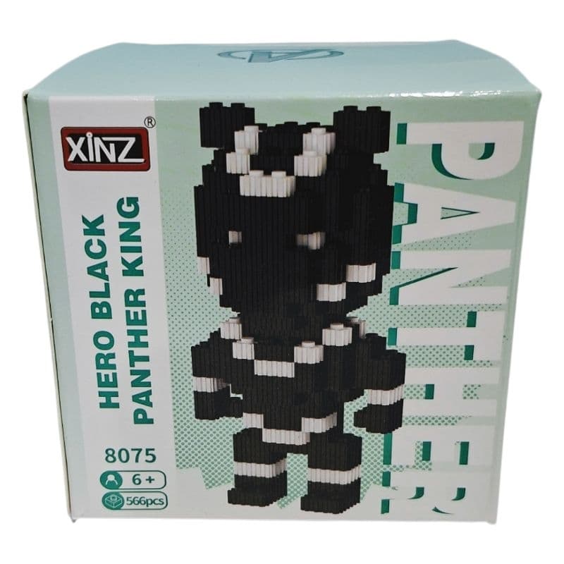 Mini Blocos de Montar Pantera Negra 566 Peças – Tipo Lego 3D, Boneco Colecionável Herói, Presente Geek 6+