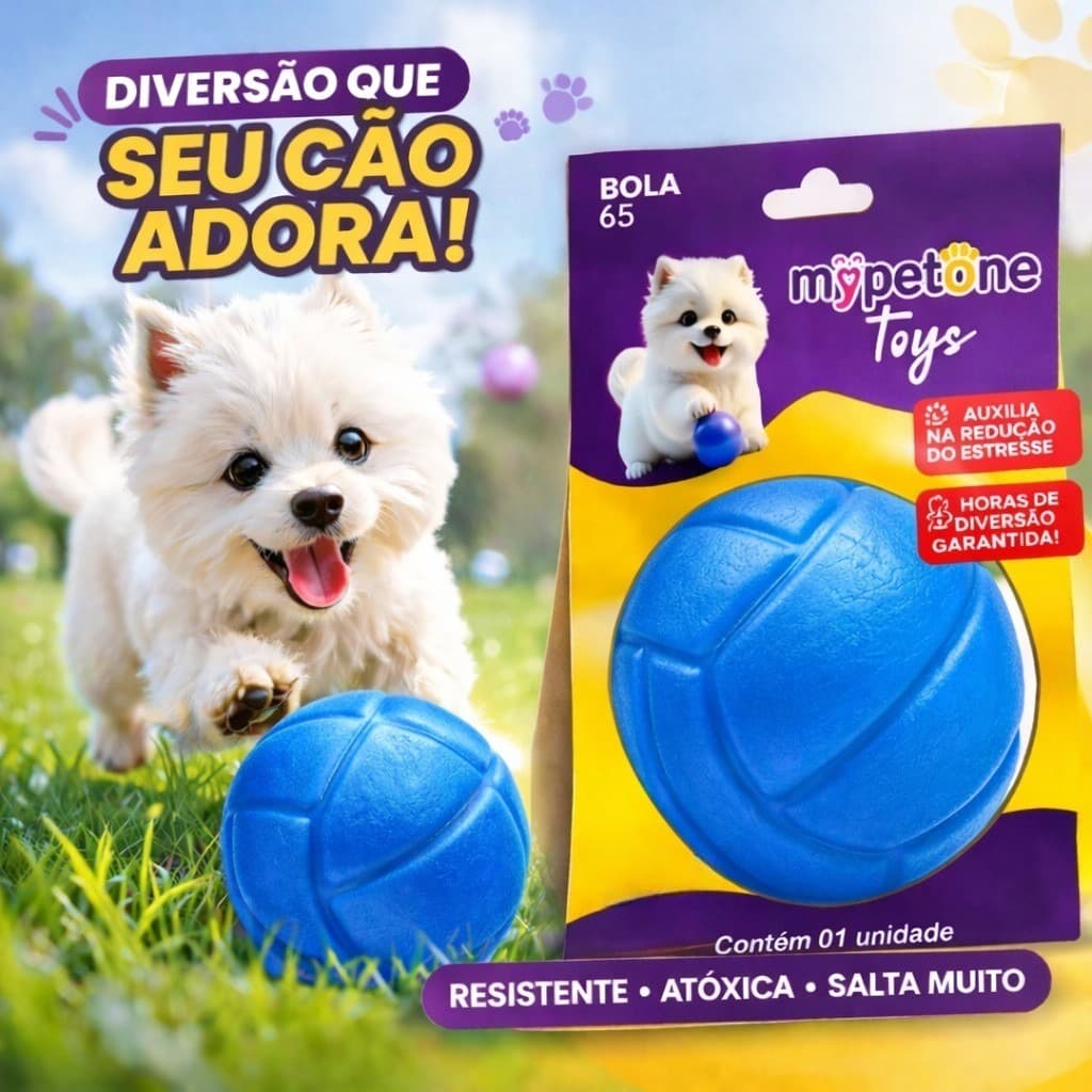 Bola Lisa Maciça Resistente para Cachorro - 45mm 55mm 65mm - Mypetone - Azul