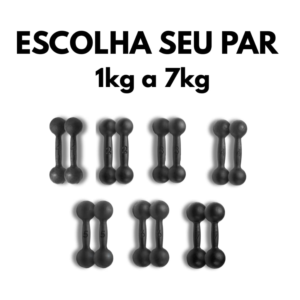 Par de Halter Bola Pintado 1kg a 5kg Musculação Treino Funcional Academia Casa Fitness Exercícios Força
