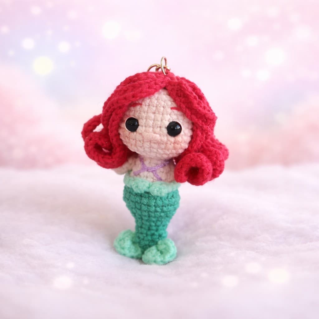 Chaveiro Pequena Sereia Kit com 4 unidades Amigurumi Crochê Lembrancinha Aniversário Festa Batizado Evento