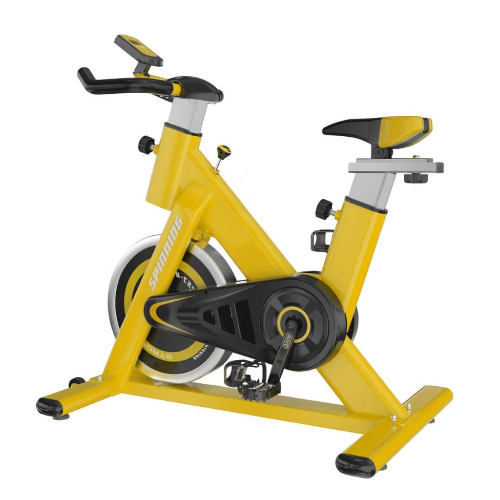 Bicicleta Spinning Bike Ergometrica Amarela Roda 11kg Com Computador e sensor cardiaco