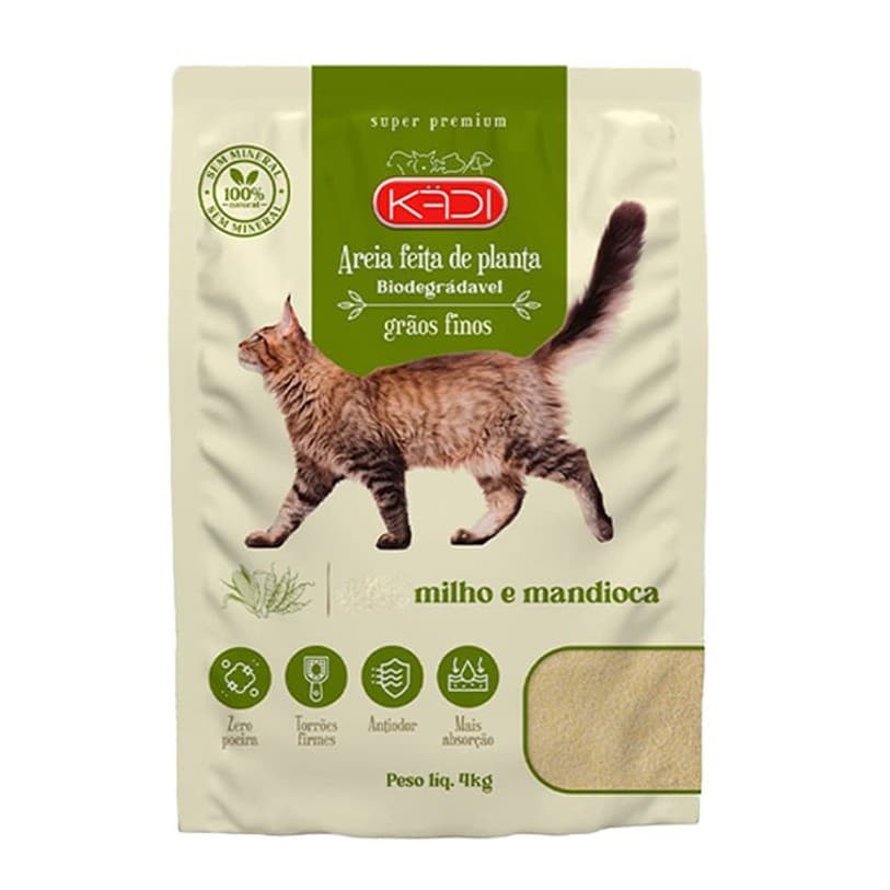 Areia Sanitária Higiênica para Gatos KADI Grãos Finos 4 Kg