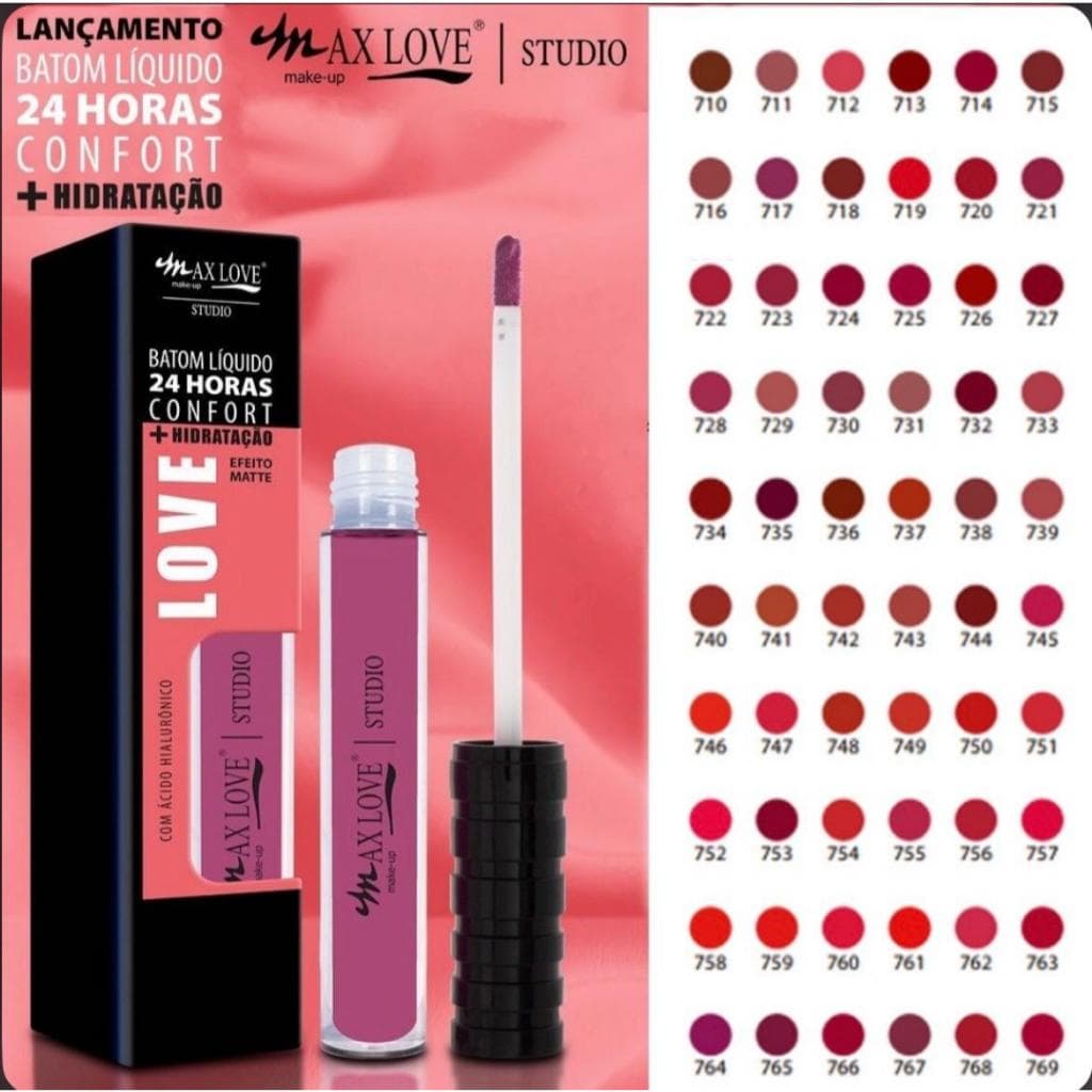 Batom Líquido Matte Max Love 24h Confort com Ácido Hialurônico – Alta Fixação e Hidratação