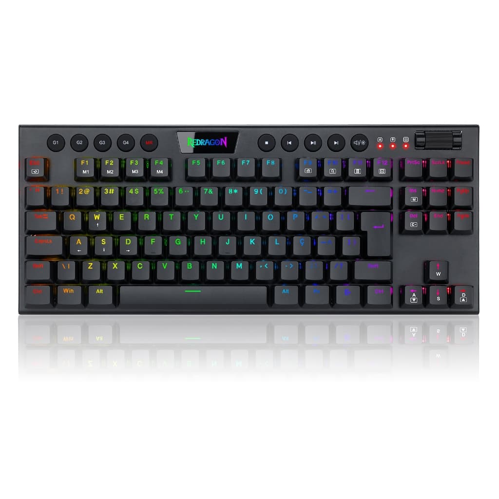 Teclado mecânico Low Profile Redragon Horus TKL Preto Switch Brown