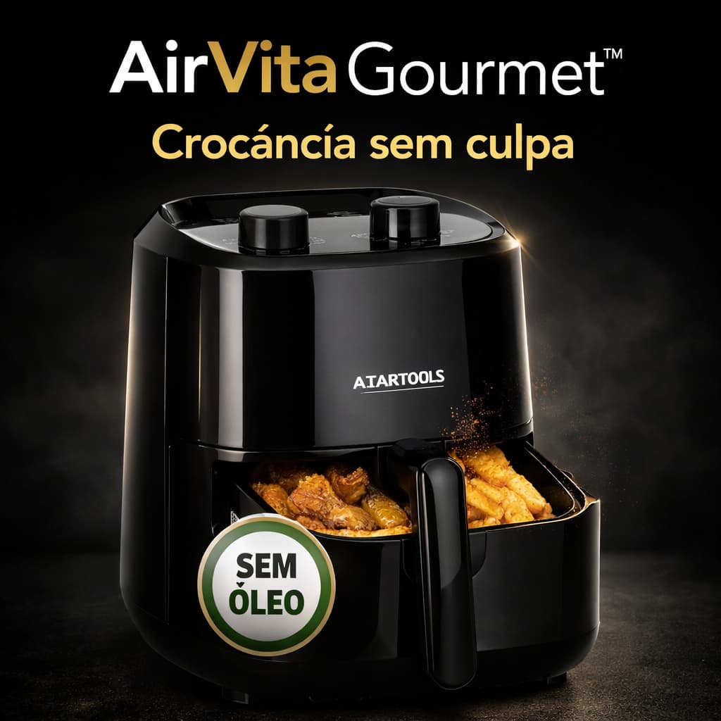 Air Fryer 3,4L 1200W Sem Óleo AirVita Gourmet™ Fritadeira Elétrica Saudável Rápida Antiaderente 220V