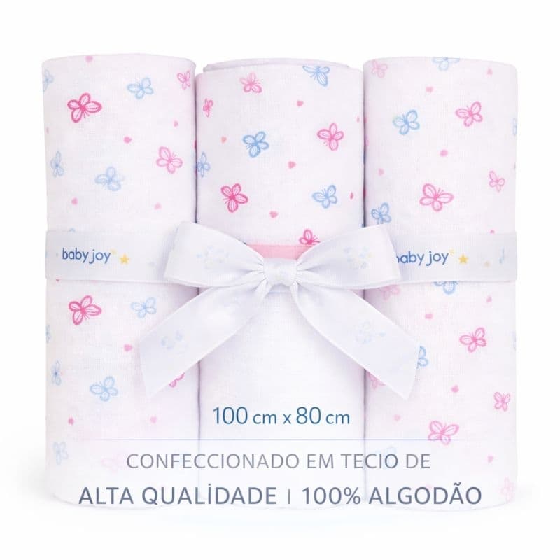 kit Cueiro Flanelado Grande 1mx80cm Bebê Super Macio Antialérgico enxoval Charutinho Recém nascido maternidade neném