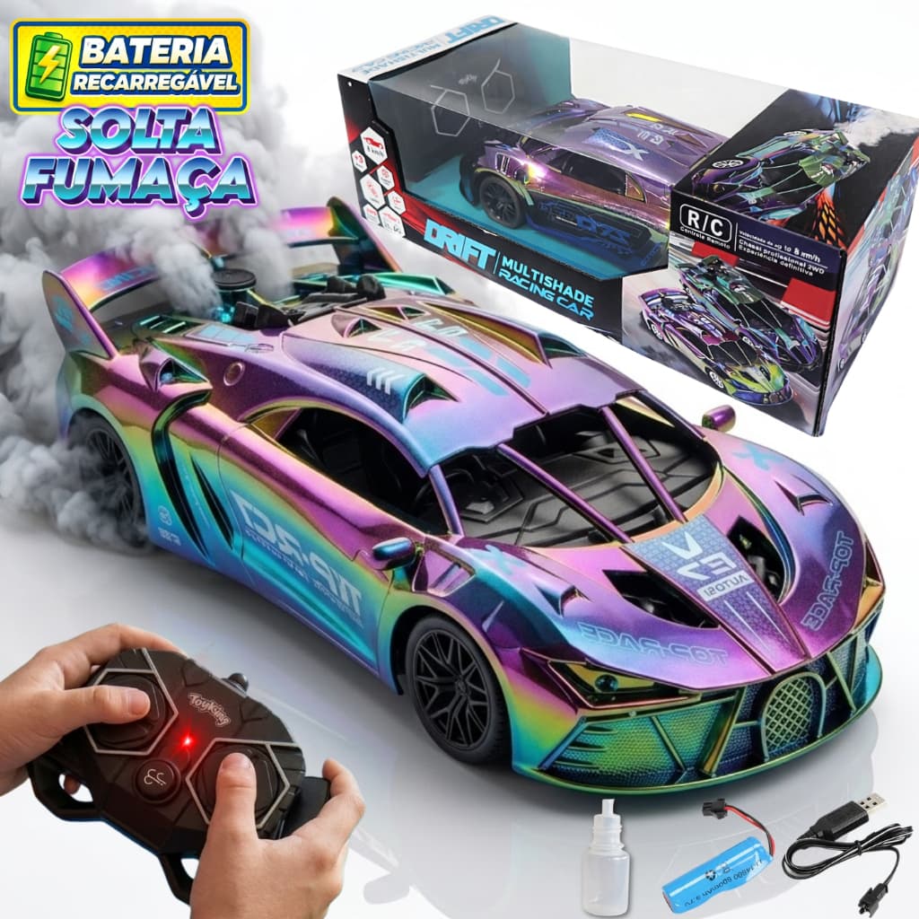 Carrinho Controle Remoto Recarregavel Solta Fumaça Luz Hyper