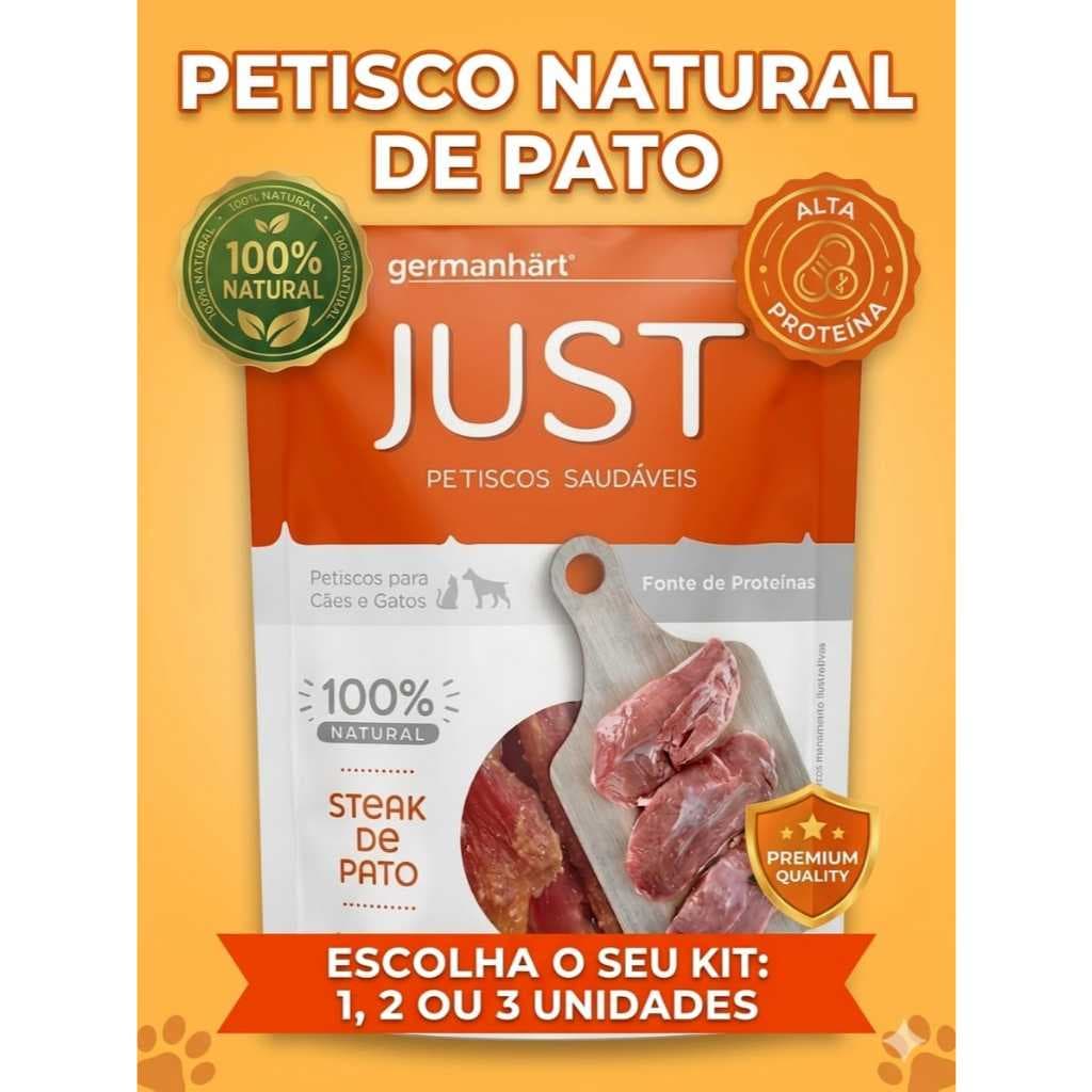 Petisco Natural de Pato Just Pet 55g – Snack Saudável para Cães e Gatos, Alta Proteína | 1, 2 ou 3 Unidades