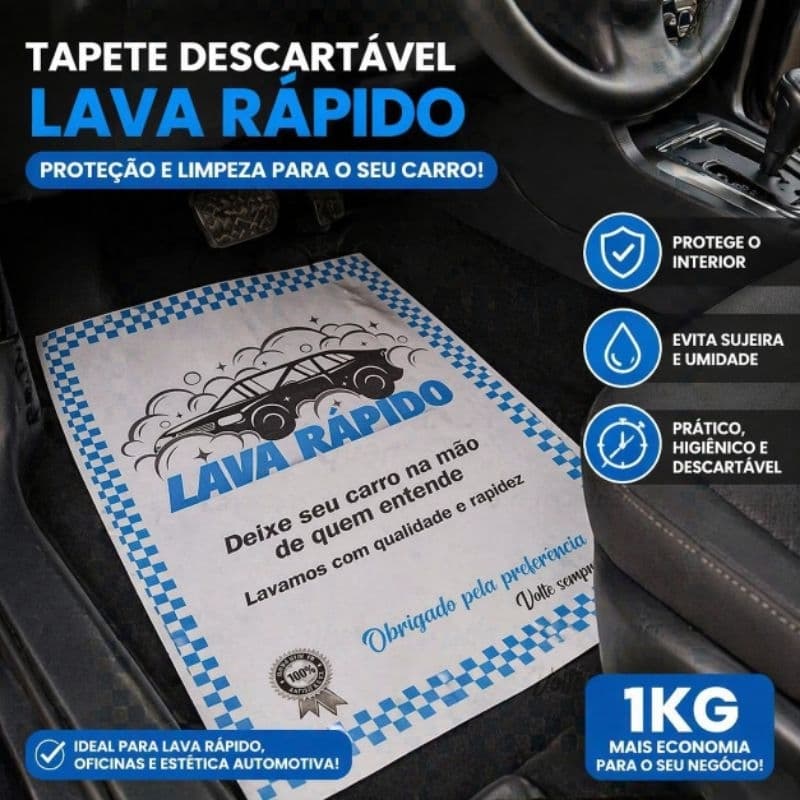 Tapete Descartável Automotivo Lava Rápido Proteção Interna Carro 1kg