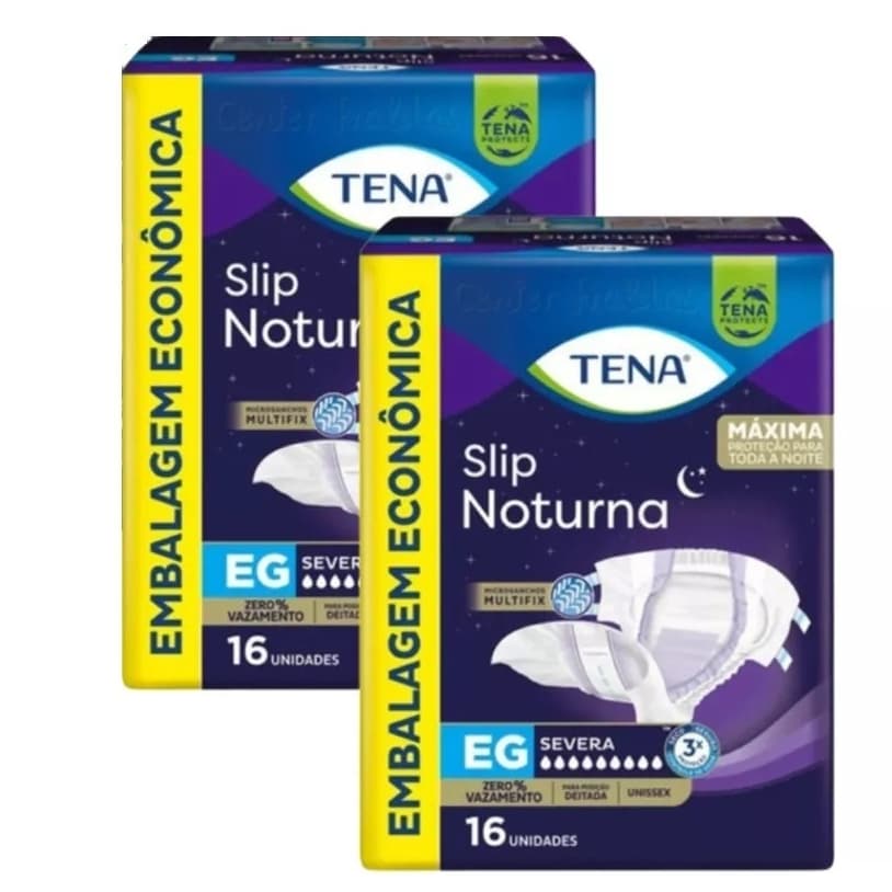 Kit 2 Pacotes Fralda Tena Slip Noturna EG 16 unidades