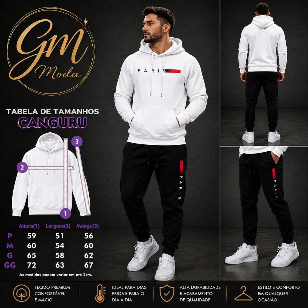 Conjunto Moletom Canguru Calça Jogger Conjunto Completo