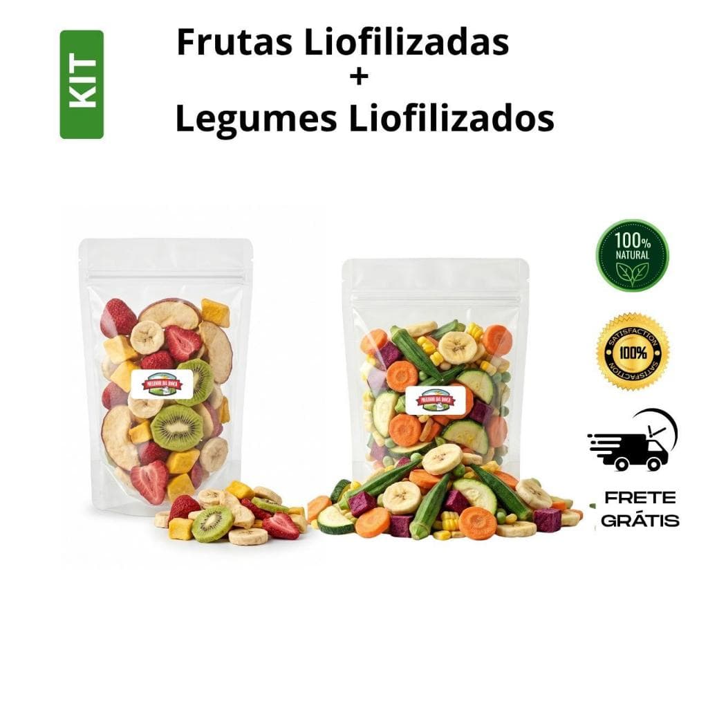 Kit combo frutas liofilizadas + legumes liofilizados qualidade premium fit snack saudavel