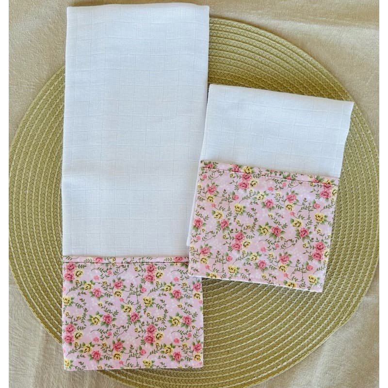 kit de fralda de boca floral bebê menina enxoval maternidade delicado artesanal de pano para bebê com 2 peças