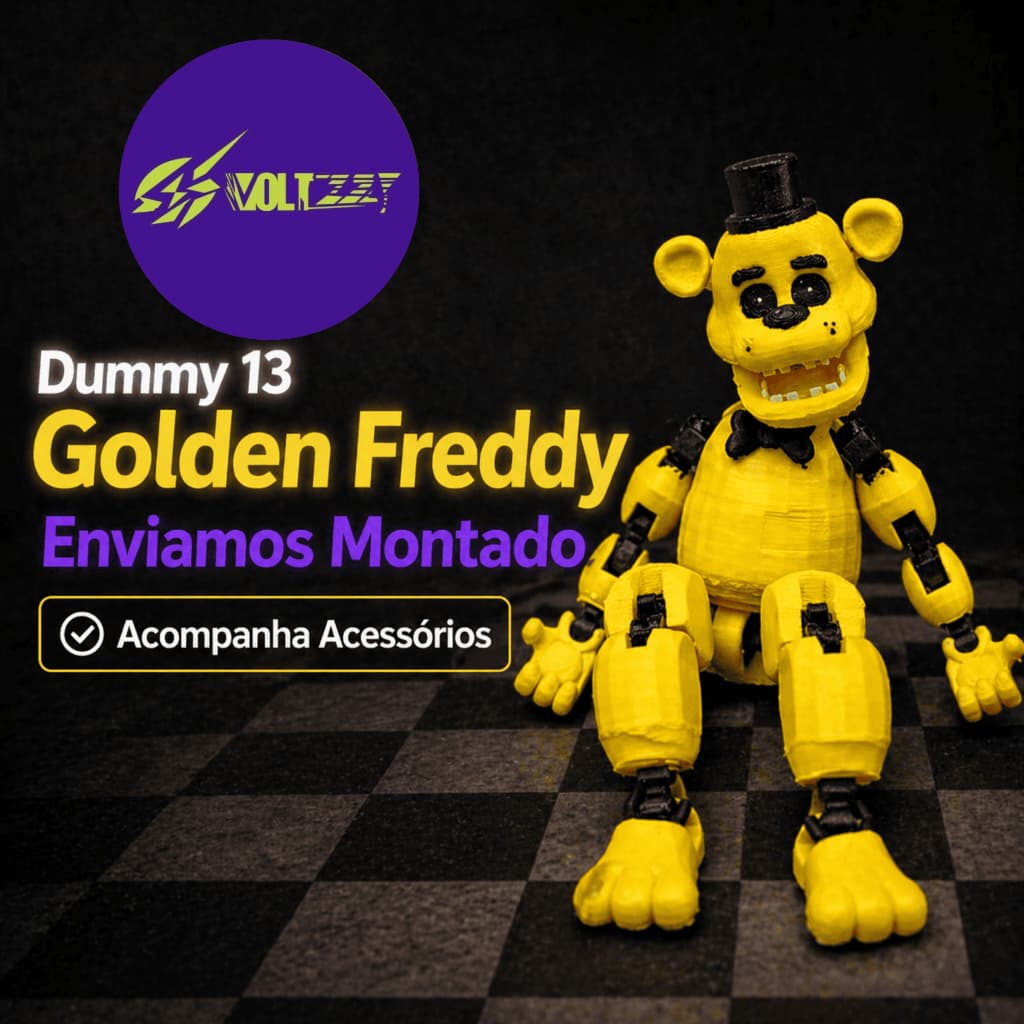 Dummy 13 Golden Freddy Fazbear - Five Nights At Freddy's Boneco De Ação Articulado 3d FNAF