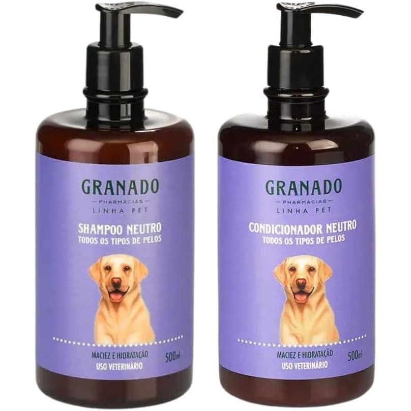 Shampoo + Condicionador Granado para Caes e Gatos Cachorro - Neutro Natural todos pelos Banho PET