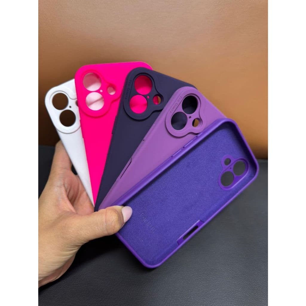 Capa Para Celular IP 16 De Silicone Aveludada Premium Câmera Fechada Alto Relevo Gota Capinha Protetora Com Maça
