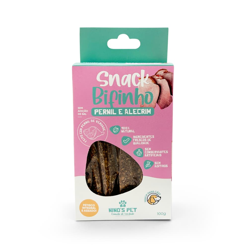 Petisco Snack Bifinho de Pernil para Cachorro 100% Natural Ninos Pet 100g Saudável Cães Treino