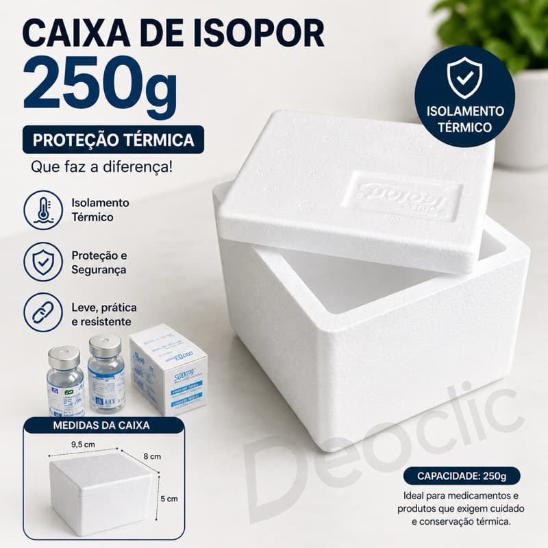 Caixinha Isopor com Tampa 250ml Kit 10 Para Transporte de Insulina Sorvetes e Congelados