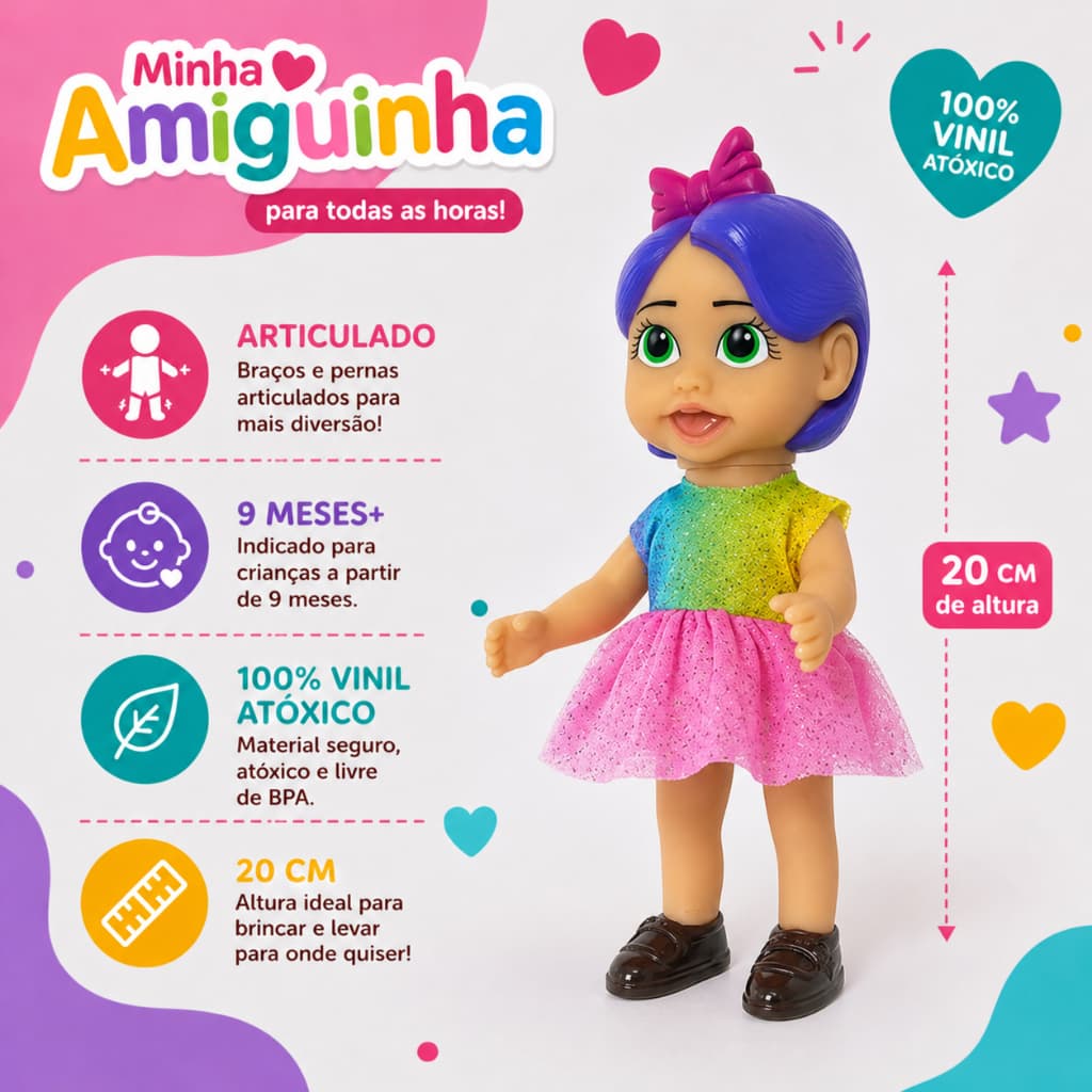 Akta|Boneca infantil Minha Amiguinha articulada
