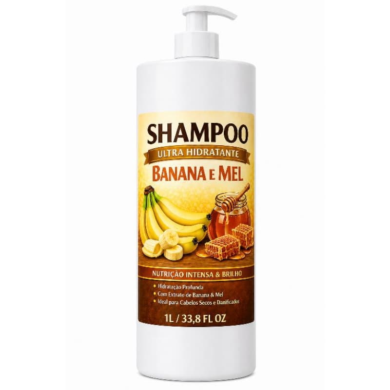 Shampoo hidratante banana e mel 1 litros.