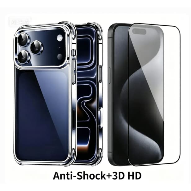 Kit Película 3D HD + Capa Anti-Shock Compatível iPhone 11 XR 12 13 14 15 16 17 Pro Max Proteção Tela Anti-Arranhão Anti