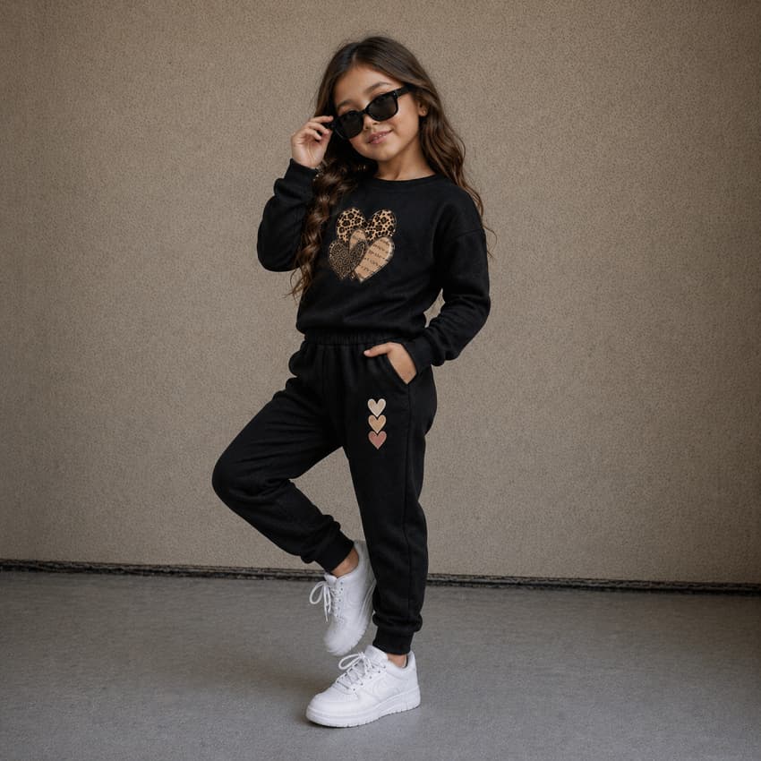 Conjunto Moletom Infantil Agasalho Inverno Fofo Menina Estiloso Flanelado