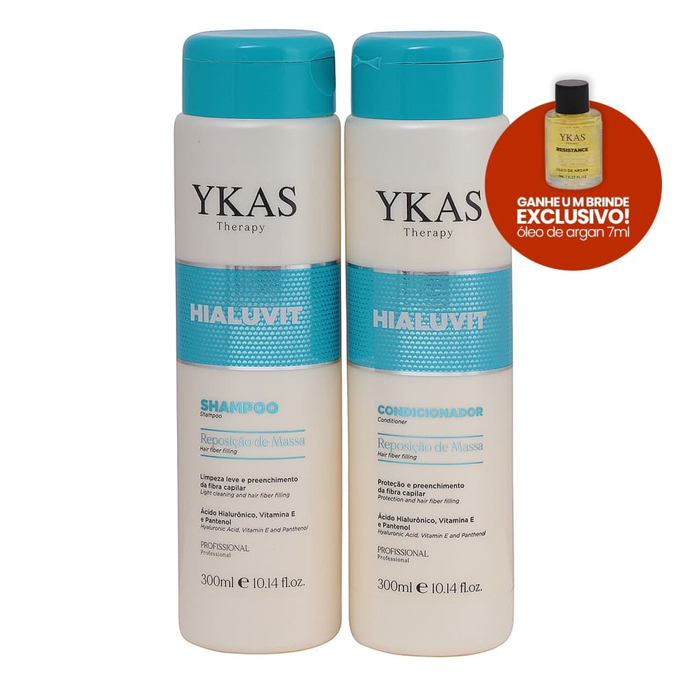 Kit Shampoo e Condicionador Hidratante Acido Hialurinico Hialuvit Yaks 300 ml