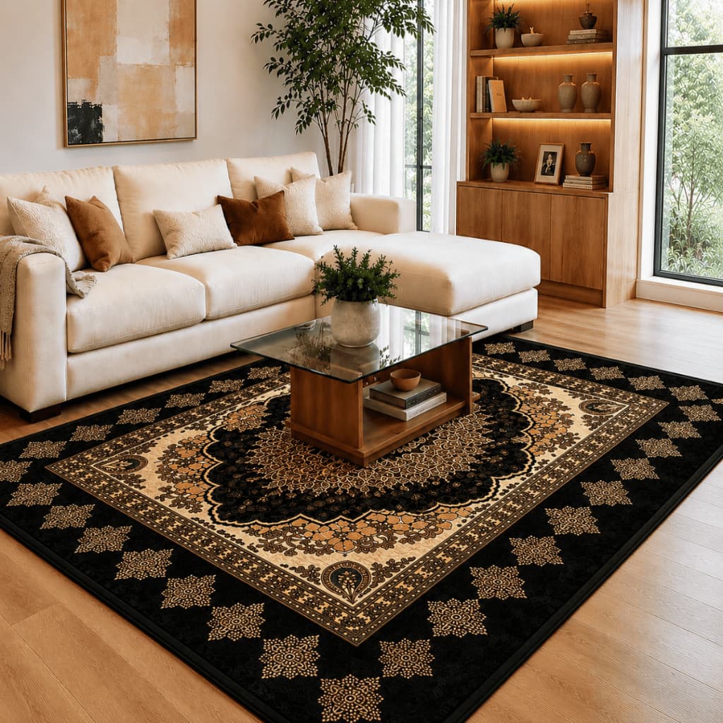 Tapete Sala Indiano Luxo 2,00x1,50m Grande Macio Decorativo Moderno Antiderrapante