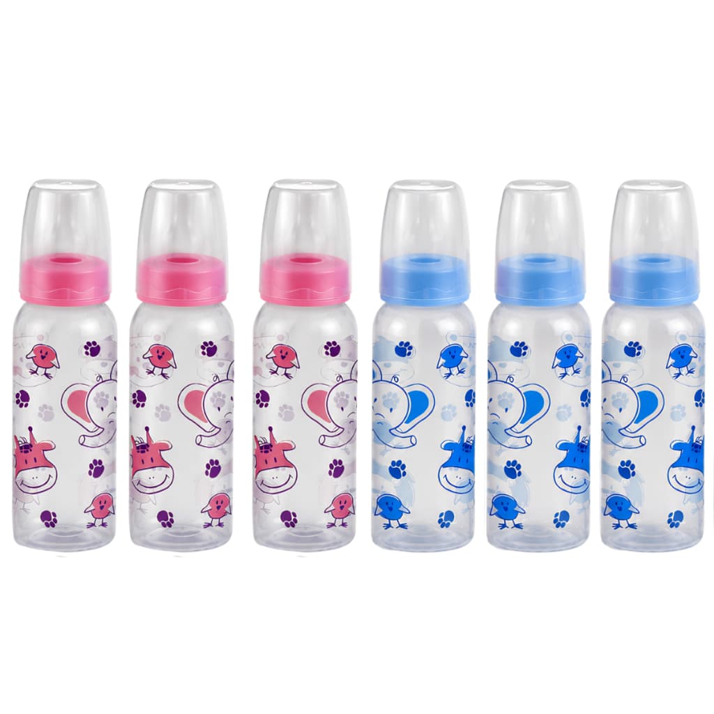 Kit Mamadeiras Bebê 6 Unidades 3 Rosas e 3 Azuis 240ml