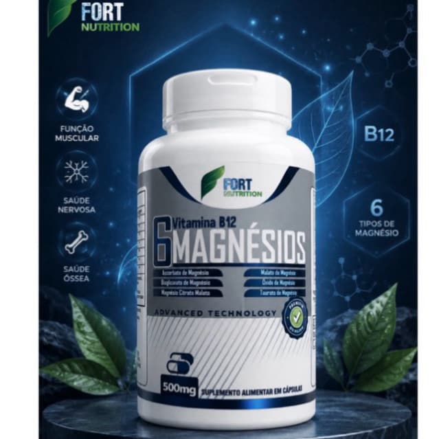 Suplemento 6 Magnésios + Vitamina B12 120 Capsulas