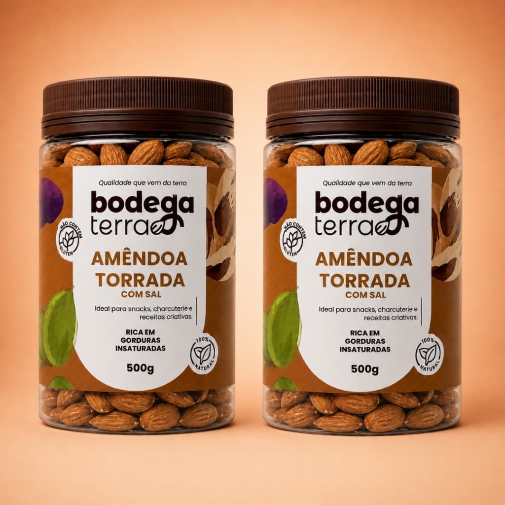 Amêndoa Torrada Com Sal 1Kg ou 500g Premium Sem Glúten Castanhas Snack Saudável Natural Premium