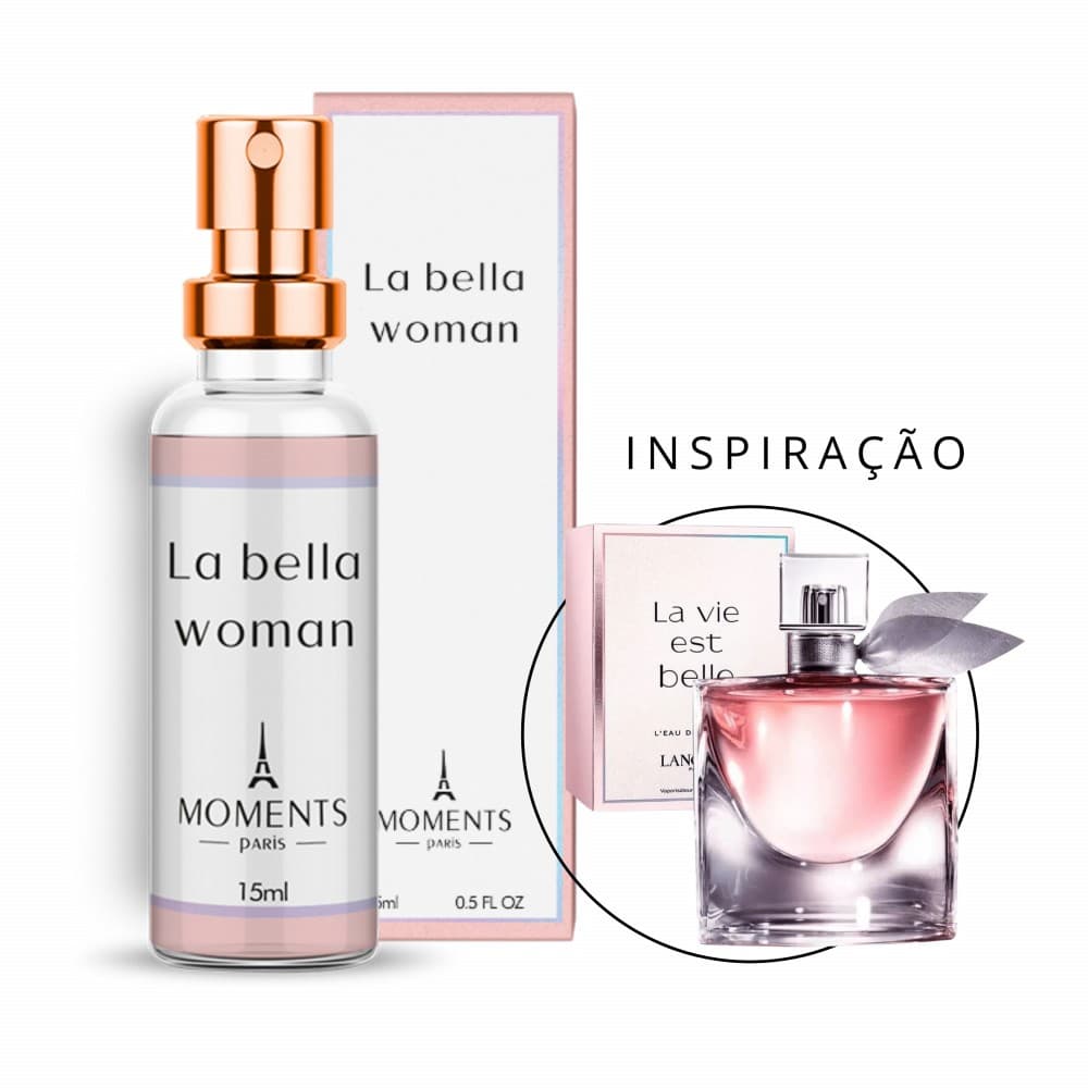 Perfume Importado La Bella Contratipo Feminino Eau de Parfum EDP 15ml Moments Paris Bolsa Viagem