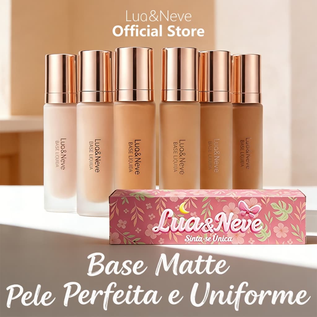 Base Líquida Matte 40ml Longa Duração Lua&Neve