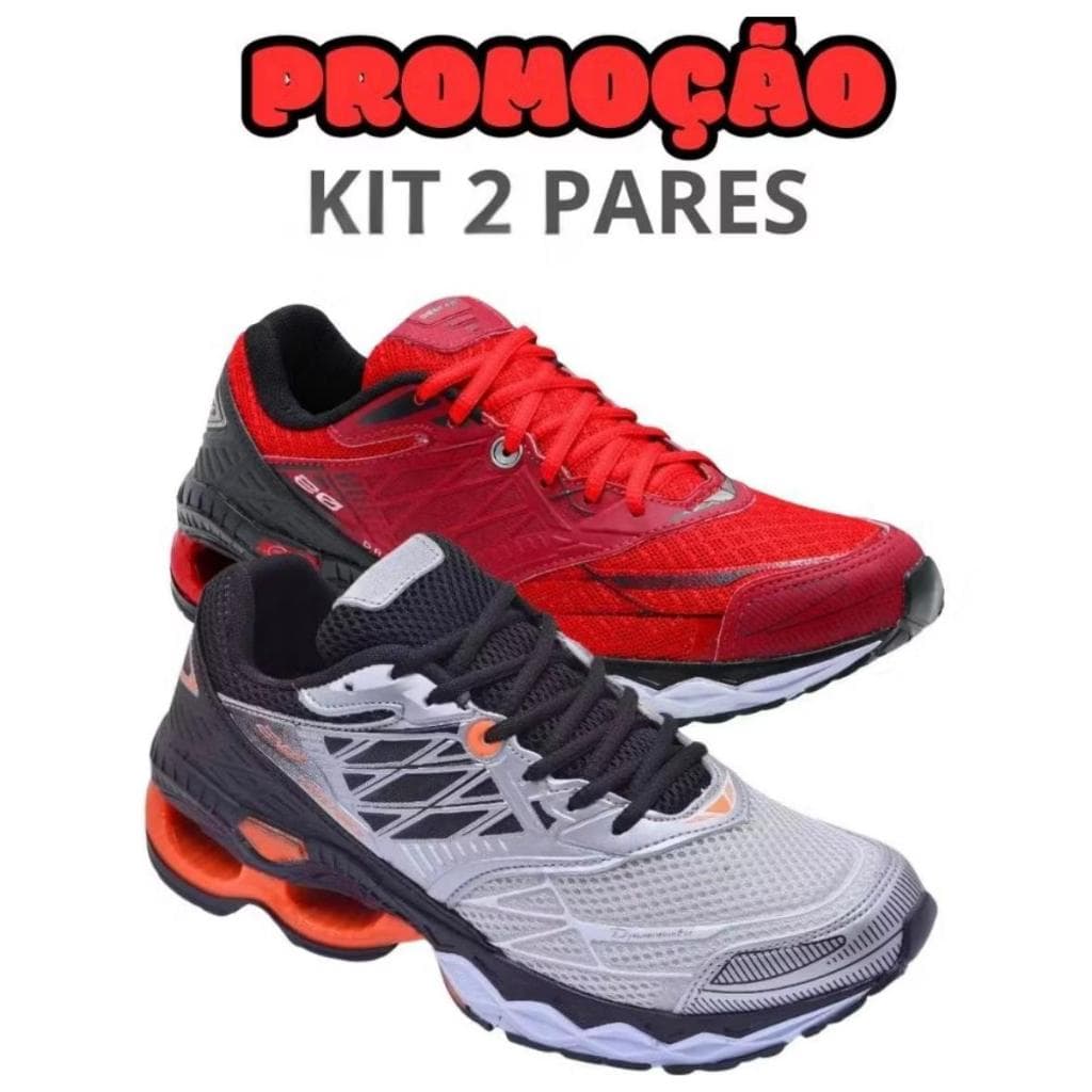 TENIS ESPORTIVO KIT 2-PARES CAMINHADA ACADEMIA CAMINHADA TREINO