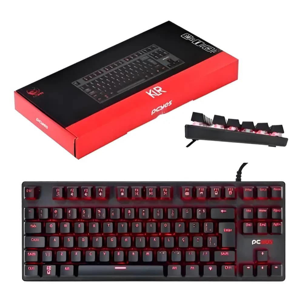 Teclado Gamer Mecanico Pcyes Outemu Blue Usb Klr Preto Led Vermelho